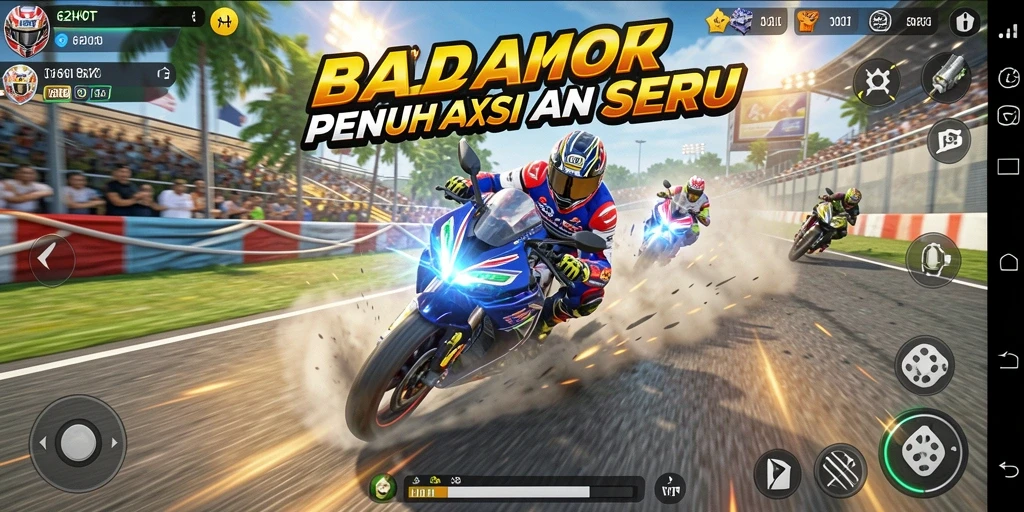 Gameplay seru balapan motor di 62HOT.