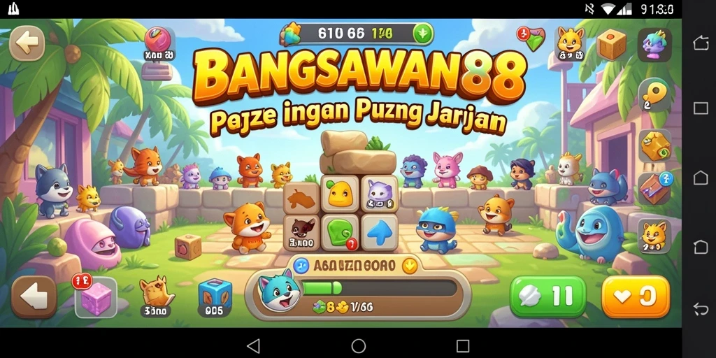 Tampilan gameplay puzzle yang seru dan menantang di BANGSAWAN88.