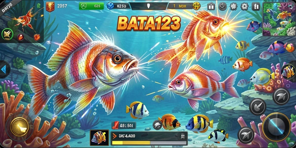 Tampilan gameplay BATA123 yang menegangkan dalam menangkap ikan.