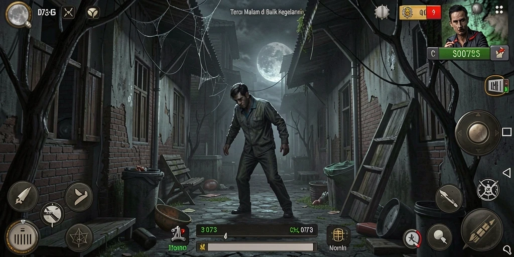Gameplay menegangkan di D73 dengan suasana horor yang mendalam.