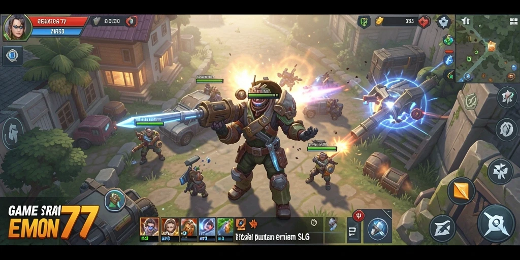 Tampilan gameplay EMON77 yang menampilkan strategi pertempuran taktis.