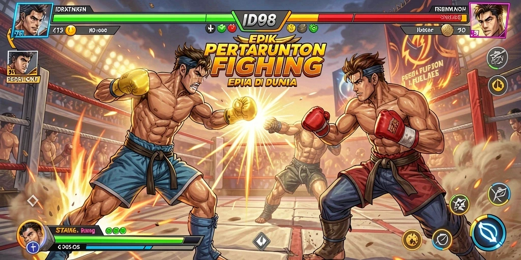 Tampilan aksi menarik di ID098 dengan karakter bertarung.