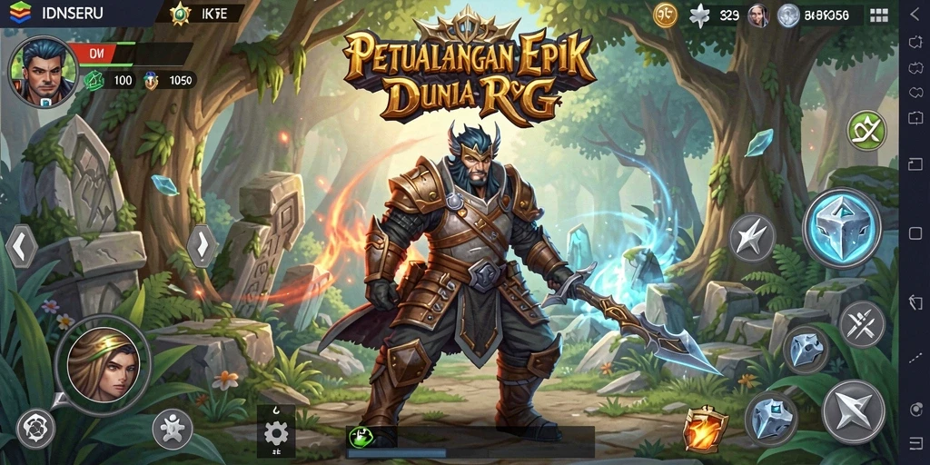 Tampilan gameplay menarik dari IDNSERU menunjukkan pertarungan epik dan eksplorasi mendalam.
