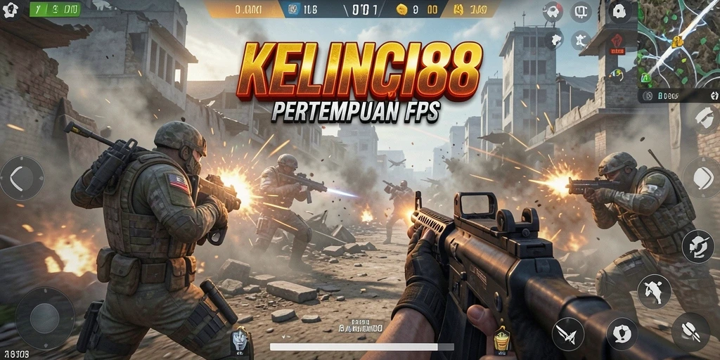 Tampilan gameplay KELINCI88 yang menegangkan dalam pertempuran FPS.