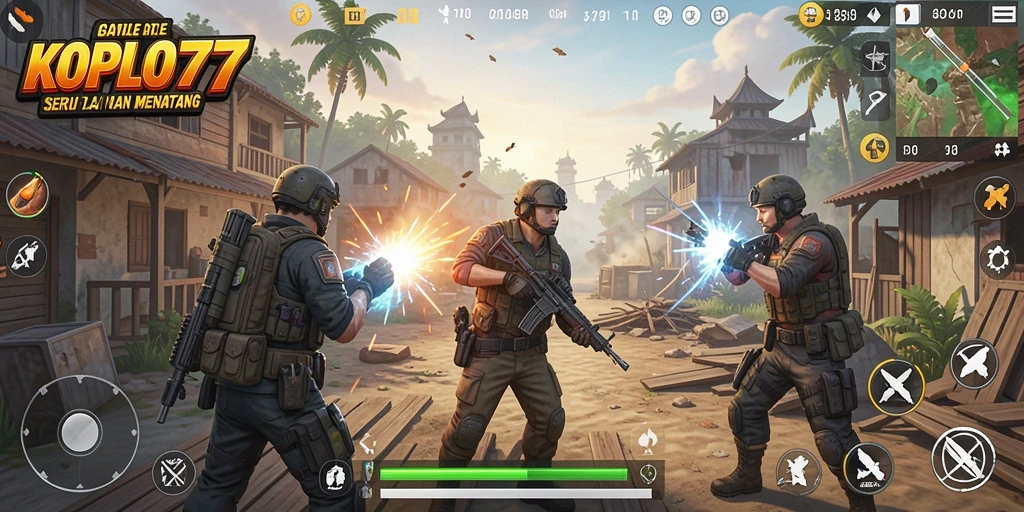 Gameplay seru KOPLO77 saat bertarung dalam Battle Royale.