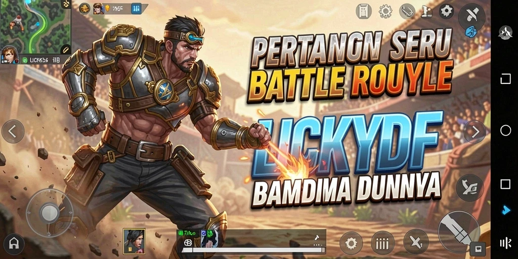 Tampilan gameplay menegangkan di LUCKYDF dengan aksi Battle Royale.