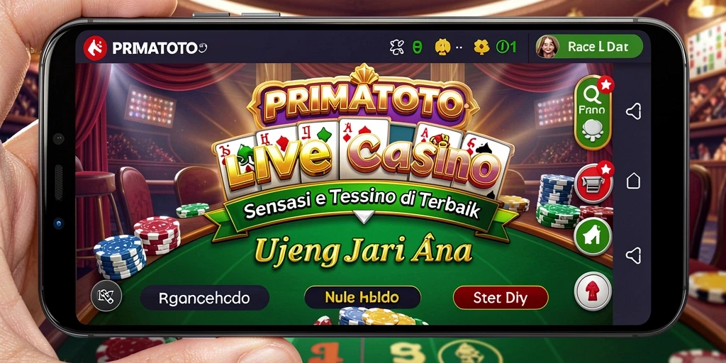 Screenshot gameplay PRIMATOTO menampilkan dealer langsung yang interaktif dan permainan yang mendebarkan.