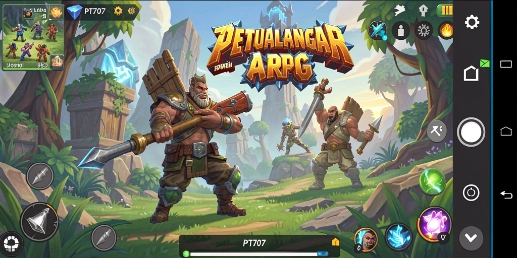 Tampilan gameplay PT707 yang epik dan mendebarkan dalam dunia ARPG.