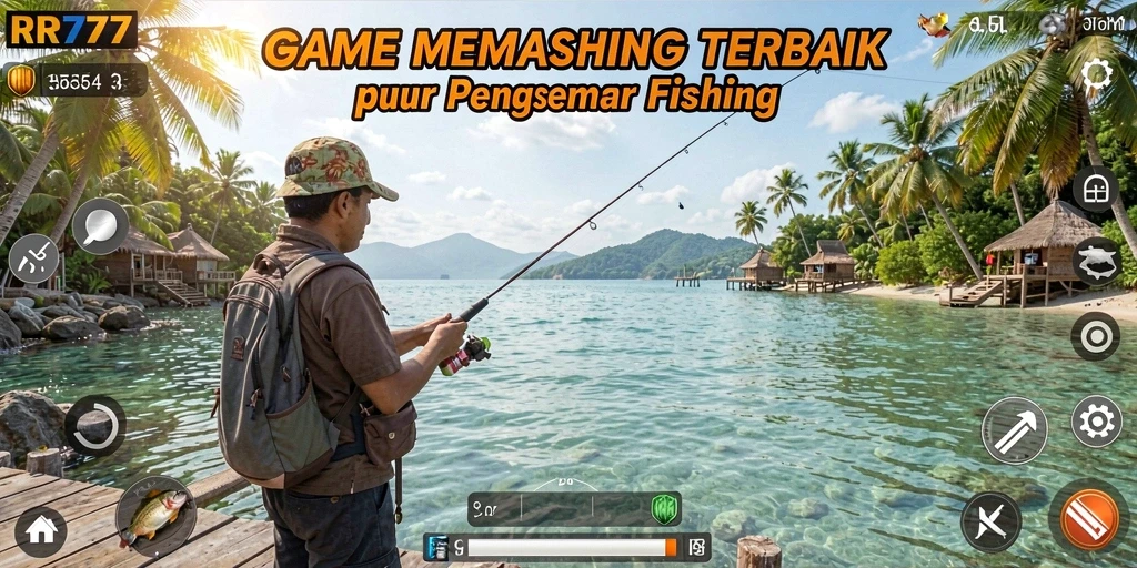 Gameplay seru dalam RR777 saat menangkap ikan di perairan yang indah.