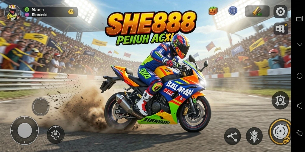 Tangkapan layar menunjukkan aksi balapan cepat di SHE888.