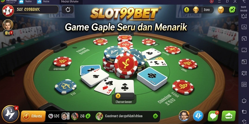 Tampilan gameplay seru dalam game Gaple SLOT99BET.