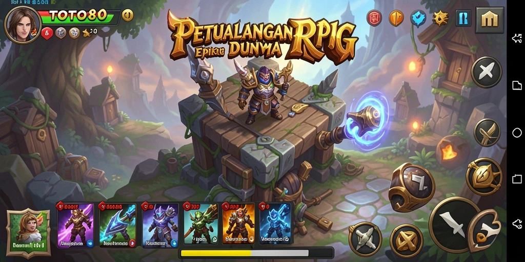 Screenshot gameplay TOTO80 dengan pertarungan RPG yang mendebarkan.