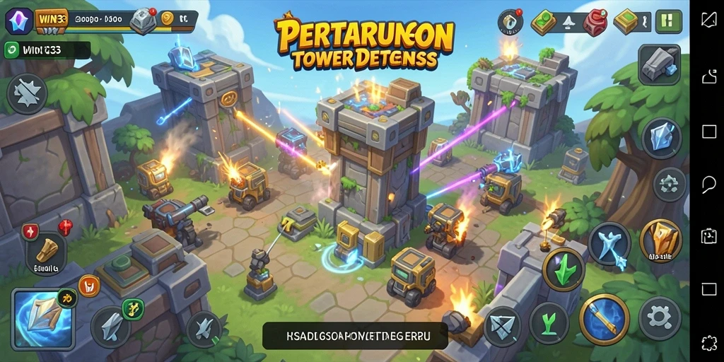 Tampilan gameplay WIN33 yang mengasyikkan dalam pertarungan Tower Defense.